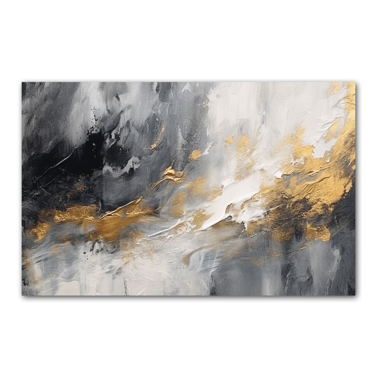 Gold Touches on Black n White 3d Heavy Textured Partial Oil Painting